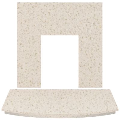 Adam Marble Back Panel and Curved Hearth Set in Beige Stone, 54 Inch