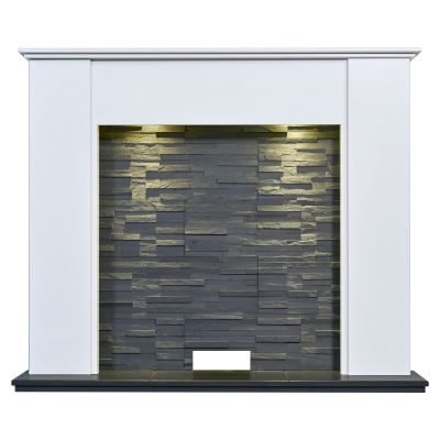 Adam Montara Stove Fireplace in Crystal White with Downlights, 54 Inch