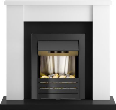 Adam Solus Fireplace Suite in Black and White with Helios Electric Fire in Black, 39 Inch
