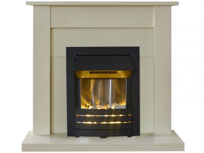 Adam Sutton Fireplace Suite in Cream with Helios Electric Fire in Black, 43 Inch