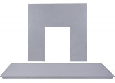 Adam Marble Back Panel and Hearth Set in Sparkly Grey, 54 Inch