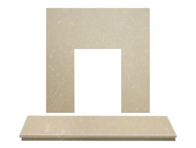 Adam Marble Back Panel and Hearth Set in Roman Stone, 48 Inch
