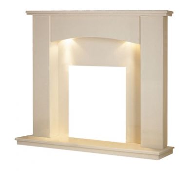 Aurora 48" Sorento Marble Fire Surround - 3" Rebate With Lights & Switch - Beige Stone