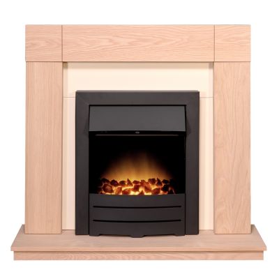 Adam Malmo in Oak & Black/Cream with Colorado Electric Fire in Black, 39 Inch