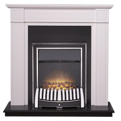 Adam Georgian Fireplace Suite in Pure White with Elan Electric Fire in Chrome, 39 Inch