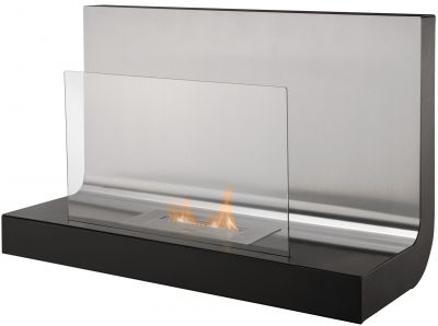 The Crescent Wall Mounted Bio Ethanol Fire in Stainless Steel, 31 Inch