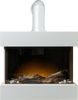 Adam Vega Electric Wall Mounted Fireplace Suite with Stove Pipe & Remote Control in Pure White