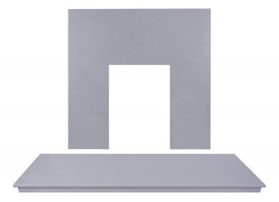 Adam Marble Back Panel and Hearth Set in Sparkly Grey, 48 Inch