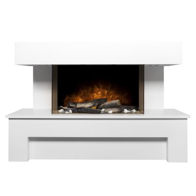 Adam Havana Fireplace Suite with Remote Control in Pure White, 43 Inch