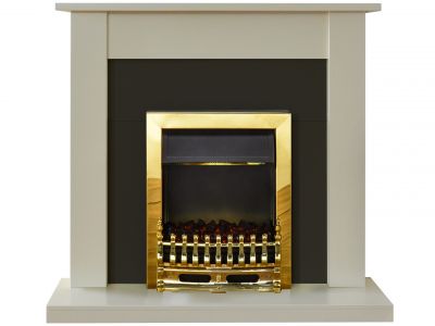 Adam Sutton Fireplace Suite in Cream with Blenheim Electric Fire in Brass, 43 Inch