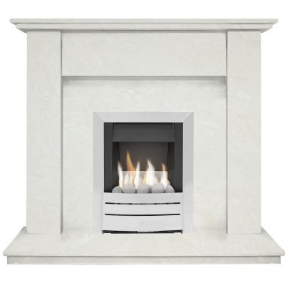 The Mini Trinity in Perola with Adam Hera Gas Fire in Brushed Steel, 42 Inch