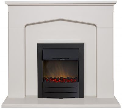 Adam Cotswold Fireplace Suite in Stone Effect with Colorado Electric Fire in Black, 48 Inch