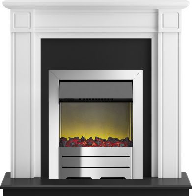 Adam Georgian Fireplace Suite in Pure White with Colorado Electric Fire in Chrome, 39 Inch