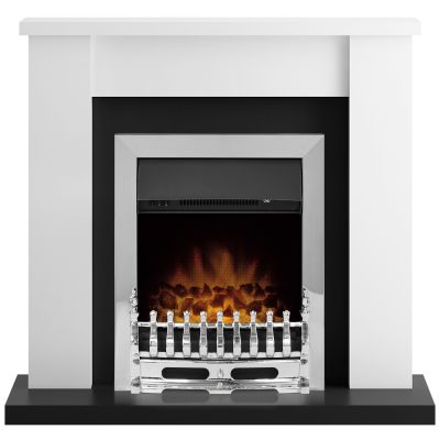 Adam Solus Fireplace Suite in Black and White with Blenheim Electric Fire in Chrome, 39 Inch