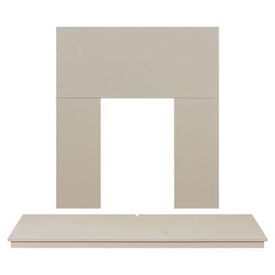 Adam Wooden Back Panel and Hearth Set in Cream, 48 Inch