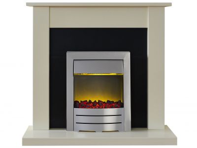 Adam Sutton Fireplace Suite in Cream with Colorado Electric Fire in Brushed Steel, 43 Inch