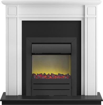 Adam Georgian Fireplace Suite in Pure White with Colorado Electric Fire in Black, 39 Inch