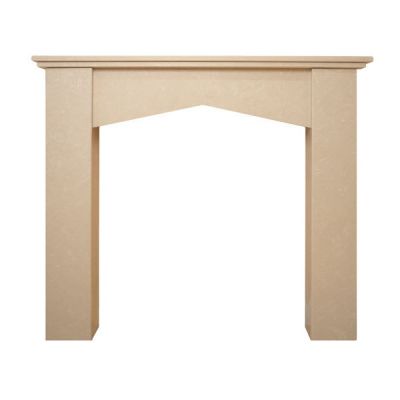 The Georgia Mantelpiece in Beige Stone with Downlights, 48 Inch