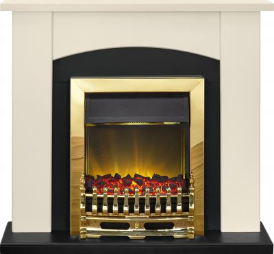 Adam Holden Fireplace Suite in Cream with Blenheim Electric Fire in Brass, 39 Inch