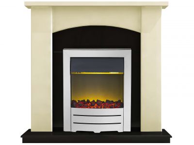 Adam Holden Fireplace Suite in Cream with Colorado Electric Fire in Chrome, 39 Inch