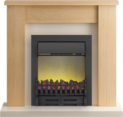 Adam Solus Fireplace Suite in Oak with Blenheim Electric Fire in Black, 39 Inch