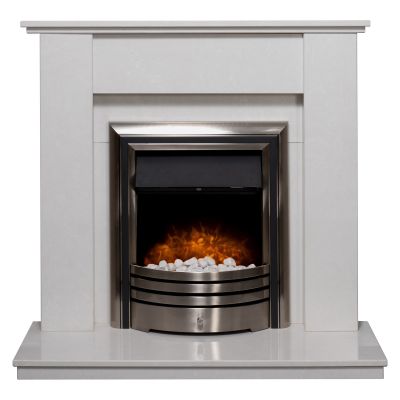 Adam Mini Trinity in Perola with Astralis 6-in-1 Electric Fire in Chrome, 42 Inch