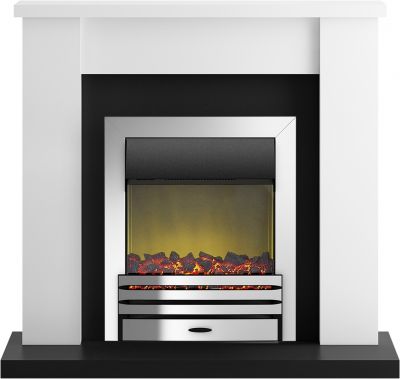 Adam Solus Fireplace Suite in Black and White with Eclipse Electric Fire in Chrome, 39 Inch