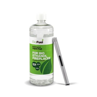 Maxi Bio Ethanol Starter Pack 6 x 1 Litre Bottles + Long Stem Refillable Lighter