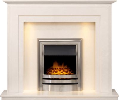 Adam Helston Marble Fireplace with 3" Rebate in Perola, 54 Inch