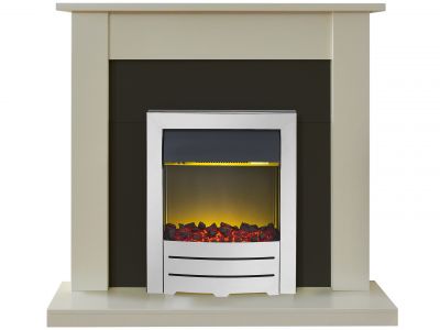 Adam Sutton Fireplace Suite in Cream with Colorado Electric Fire in Chrome, 43 Inch