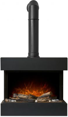 Adam Vega Electric Wall Mounted Fireplace Suite with Stove Pipe & Remote Control in Black