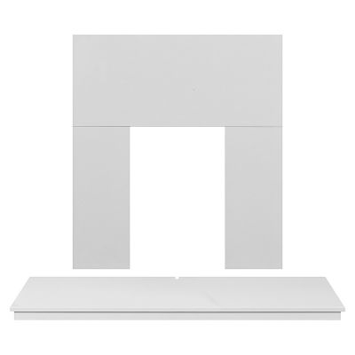 Adam Wooden Back Panel and Hearth Set in Pure White, 54 Inch