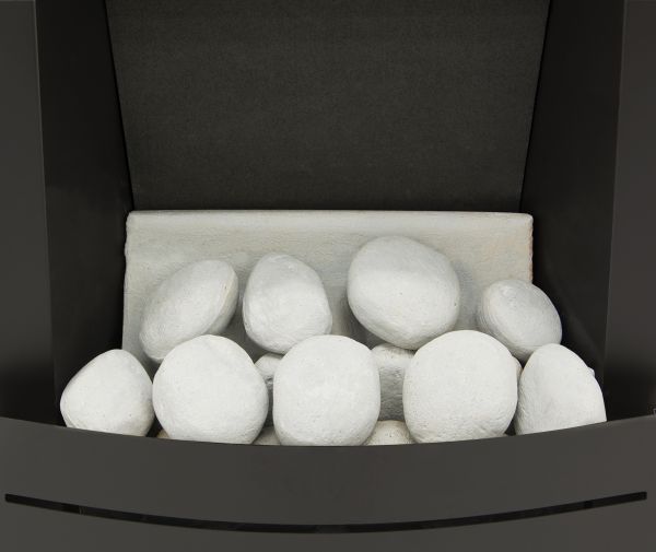 Adam Hera Slimline Gas Fire in Black with Pebble Bed