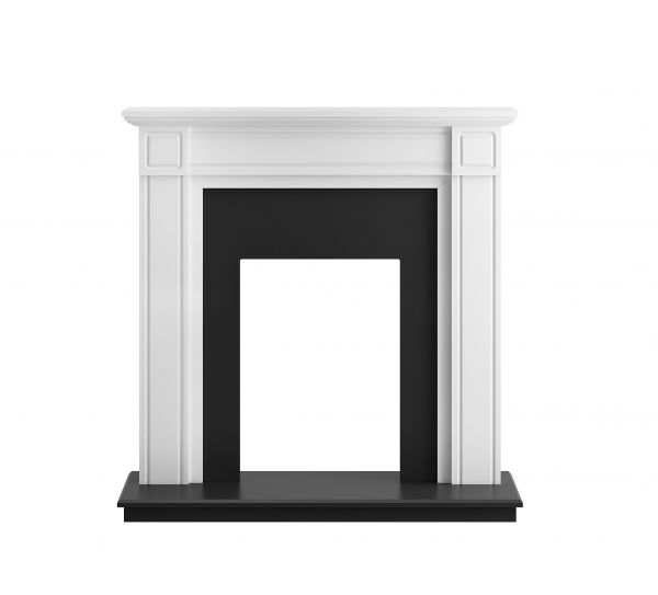 Adam Georgian Fireplace in Pure White and Black, 39 Inch