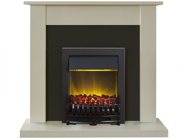 Adam Sutton Fireplace Suite in Cream with Blenheim Electric Fire in Black, 43 Inch