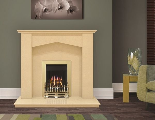 The Georgia Marble Fireplace in Beige Stone, 48 Inch
