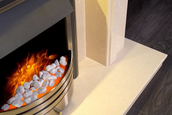 Adam Lincoln Fireplace Suite in Roman Stone with Astralis 6-in-1 Electric Fire in Chrome, 54 Inch