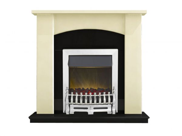 Adam Holden Fireplace Suite in Cream with Blenheim Electric Fire in Chrome, 39 Inch