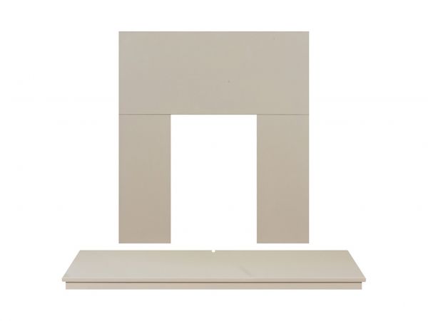 Adam Wooden Back Panel and Hearth Set in Cream, 48 Inch