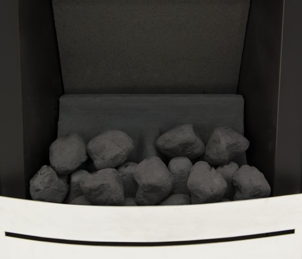 Adam Hera Slimline Gas Fire in Brushed Steel with Coal Bed