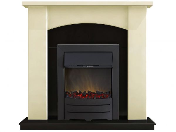 Adam Holden Fireplace Suite in Cream with Colorado Electric Fire in Black, 39 Inch