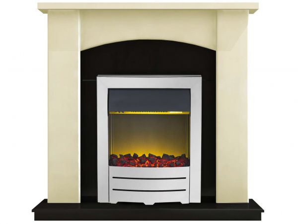 Adam Holden Fireplace Suite in Cream with Colorado Electric Fire in Chrome, 39 Inch