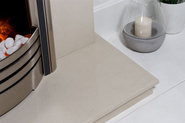 Adam Ashlea Fireplace Suite in Beige Stone with Astralis 6-in-1 Electric Fire in Chrome, 40 Inch