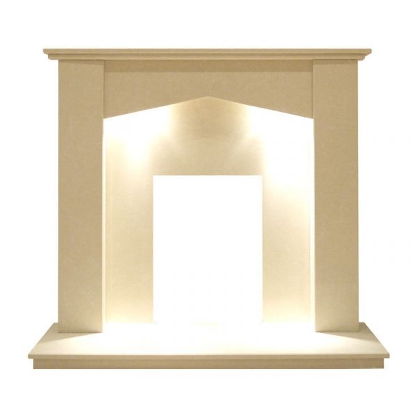 The Georgia Marble Fireplace in Beige Stone, 48 Inch