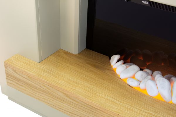 Adam Sambro Fireplace Suite in Stone Effect with Oak Shelf, 46 Inch