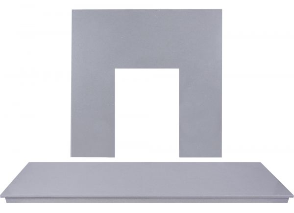 Adam Marble Back Panel and Hearth Set in Sparkly Grey, 54 Inch