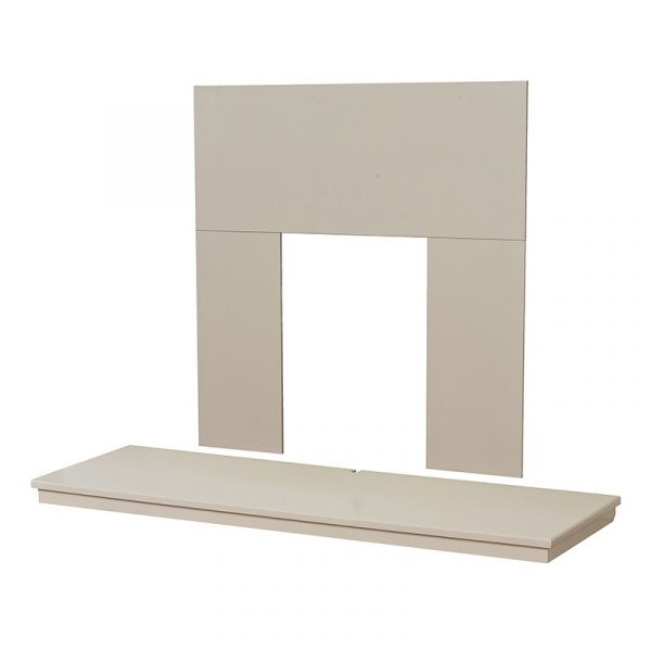 Adam Wooden Back Panel and Hearth Set in Cream, 54 Inch