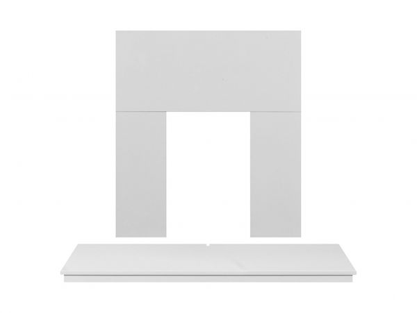 Adam Wooden Back Panel and Hearth Set in Pure White, 48 Inch