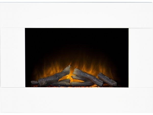 Adam Carina Electric Wall Mounted Fire with Remote Control in Pure White, 32 Inch