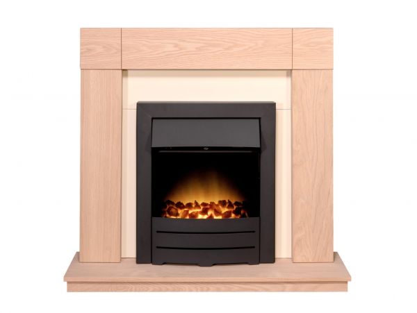 Adam Malmo in Oak & Black/Cream with Colorado Electric Fire in Black, 39 Inch